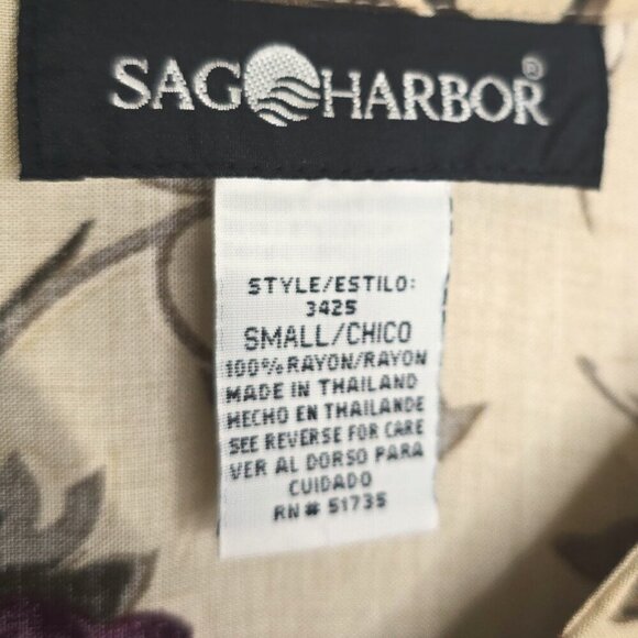 Vintage NWT Sag Harbor Green Floral Hawaiian Pearl Button Front Relaxed Blouse - Picture 6 of 7